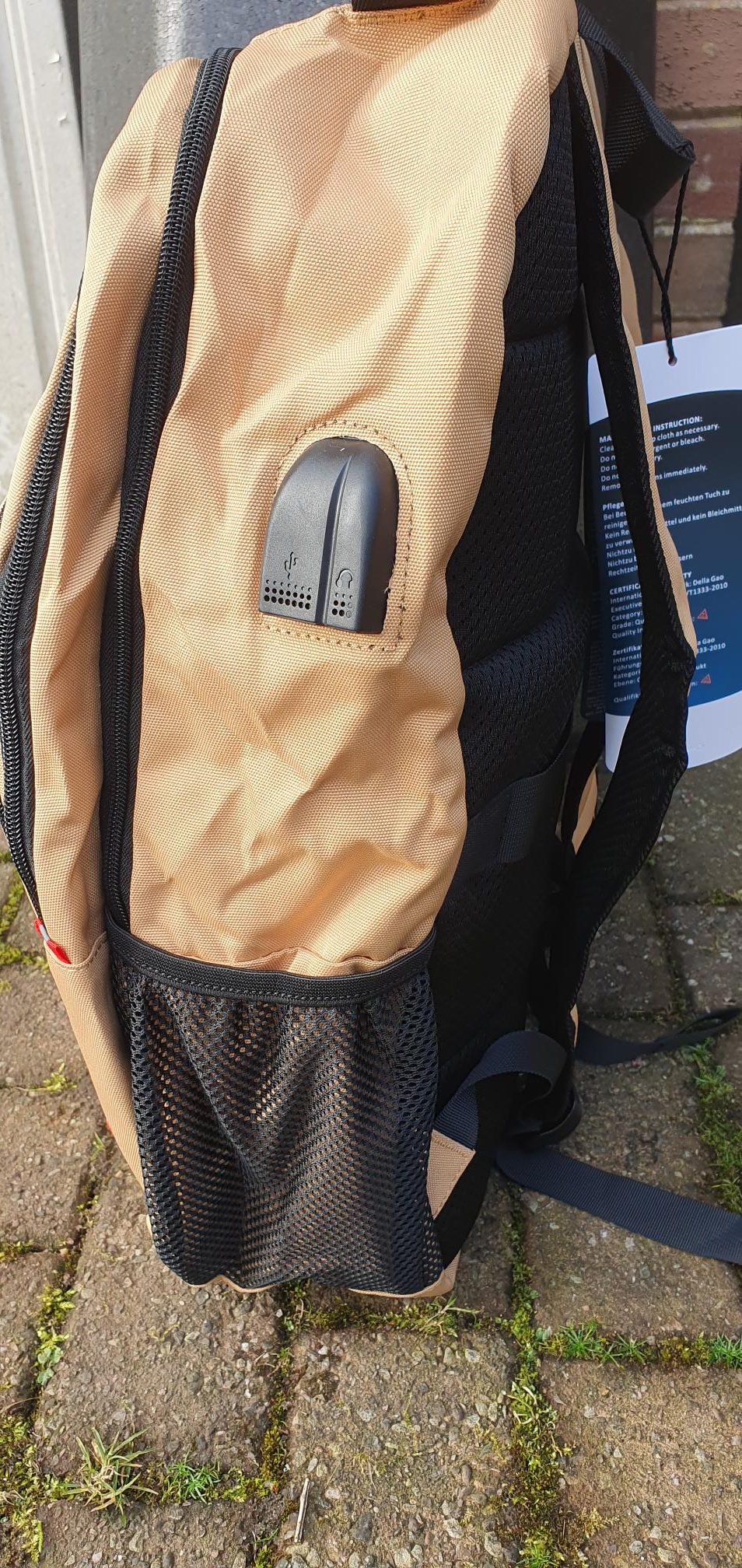 Brand New Della Gao Backpack In Mustard,USB Charging Port,Headphone Hole, Fit's 17 Inch Laptops